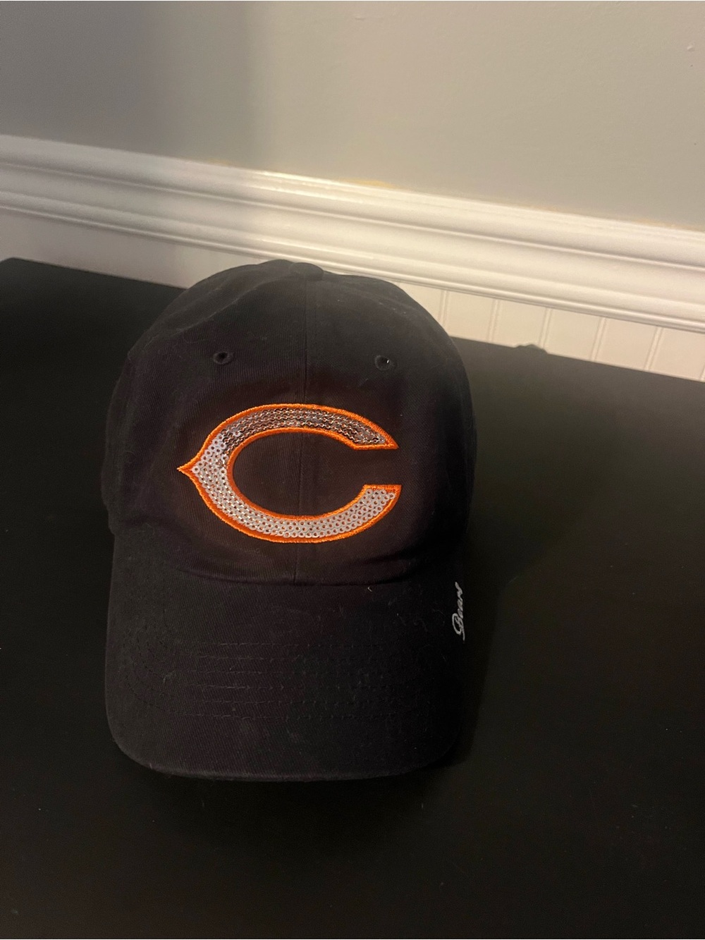 Black Baseball Cap with Orange 'C' Logo